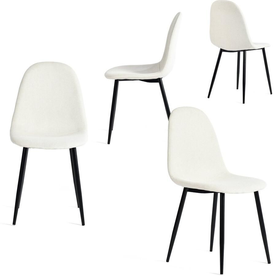 MEUBLE COSY Meubles Cosy – CHARLTON – Set van 4 Scandinavische eetkamerstoelen – Beige – Stoffen zitting