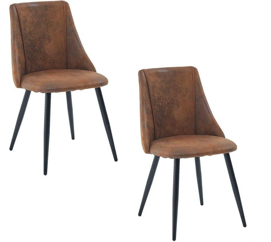 MEUBLE COSY Meubles Cosy – SMEG – Set van 2 vintage retro eetkamerstoelen – Bruine suédine