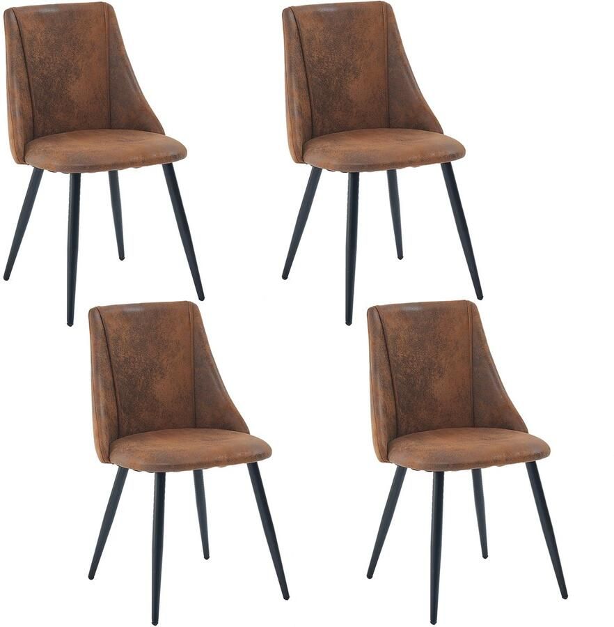 MEUBLE COSY Meubles Cosy – SMEG – Set van 4 vintage retro eetkamerstoelen – Bruine suédine