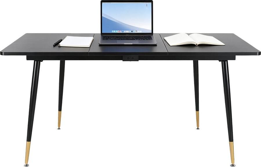 MEUBLE COSY MEUBLES COSY WHALEN Bureau Uitschuifbaar – Industrieel Design Stabiel Uitschuifbaar – Zwart