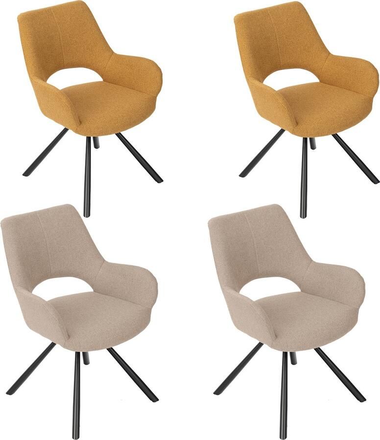 MEUBLE COSY Set van 4 eetkamerstoelen met rugleuning en armleuningen gestoffeerde zitting in veelkleurige stof 58 5 x 59 x 81 cm