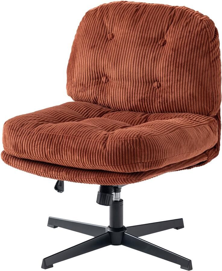 MEUBLE COSY -Woonkamer Kaptafel Stoel-Ligfunctie-360 ​​Graden Draaibaar-voor Slaapkamer Kantoor Gekruiste Poten-met Dikke Rugleuning-Zonder Armleuningen Wielen-in Rode Corduroy