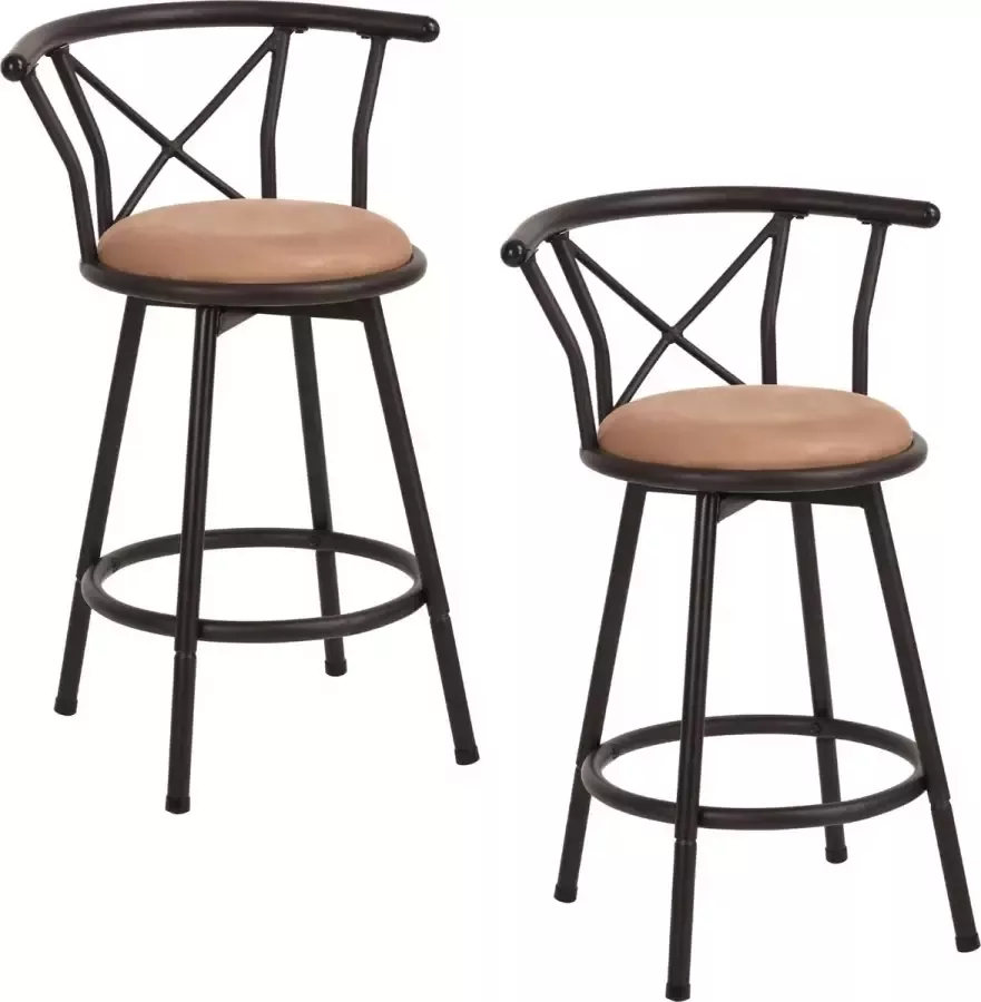 Meublecosy Furnish1 HAILEY 24 INCH BROWN 2PCS Barkruk Zeer robuuste stalen constructie Comfortabel met zijn dikke zitkussen 360° draaibaar