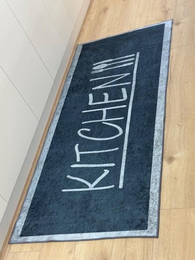 Mevaz Keukenloper Kitchen Grijs Zwart 80x180 cm Vloerkleden Keuken Tapijt Keukenmat Loper Tapijt Loper Vloerkleed