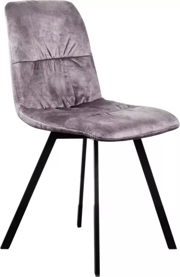 Mevsim Elis Eetkamerstoel Grijs 100% Velvet Zwart stalen poten Design woonkamerstoel - Foto 3