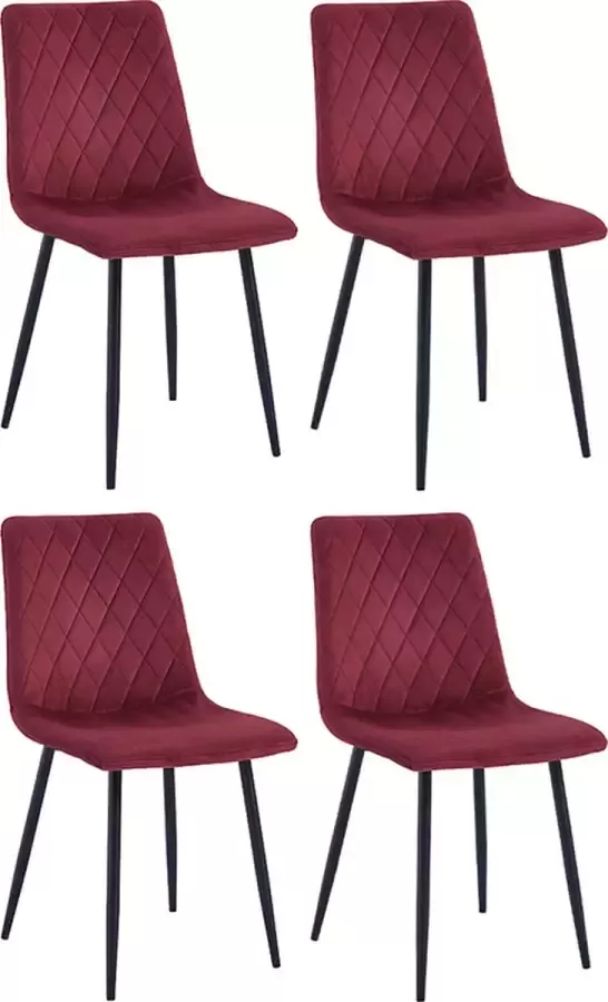 Mevsim Elisia Eetkamerstoel Bordo Set van 4 Velvet Metaalpoot Woonkamerstoel Koper
