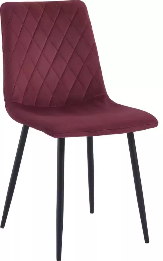 Mewsim. Elisia Eetkamerstoel Bordo Velvet Metaalpoot Woonkamerstoel Koper