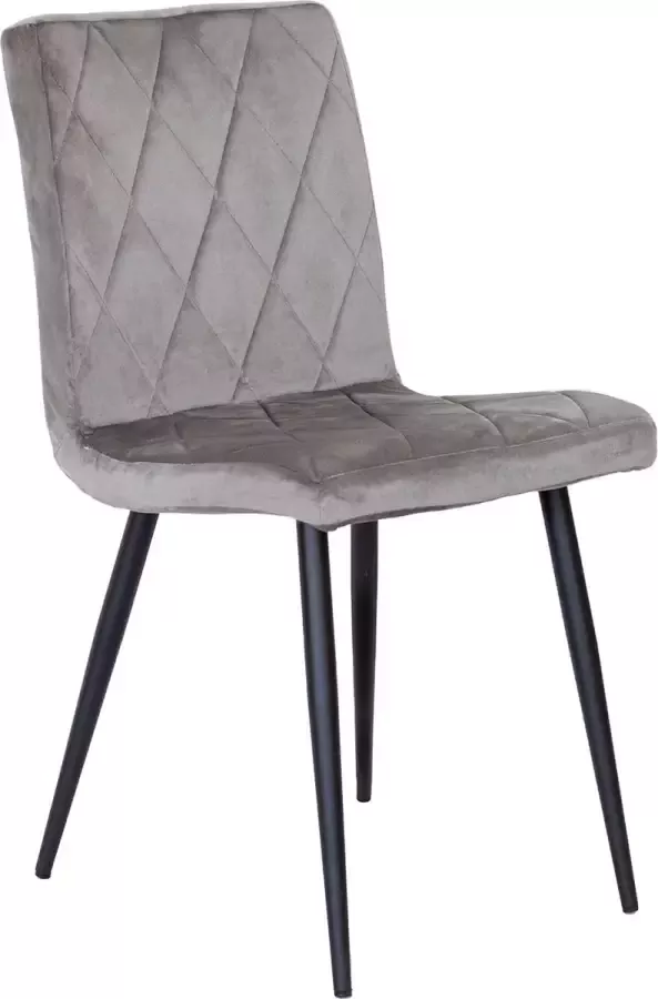 Mevsim Joyce Eetkamerstoel Grijs Velvet Zwarte metalen poten Design woonkamerstoel Industrieel Fluweel