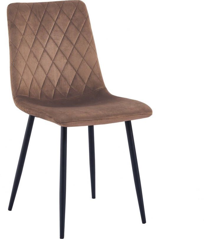 Mevsim Store Elisia Eetkamerstoel Bruin Velvet Metaalpoot Woonkamerstoel