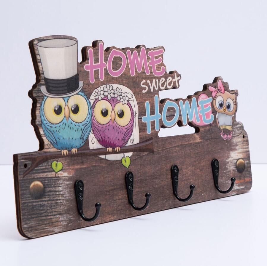 Mevsim Store Kinderkapstok – Houten Kapstok voor Kinderen – Wandkapstok 4 Metalen Haken