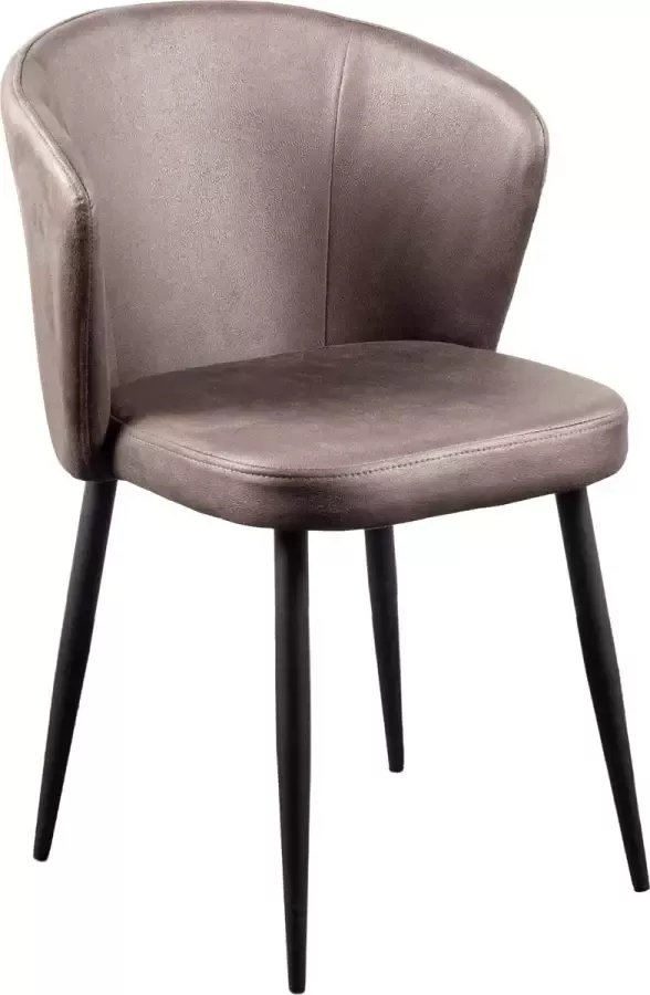 Mevsim Wave Eetkamerstoel Antraciet Microfiber Zwart stalen poten Design woonkamerstoel