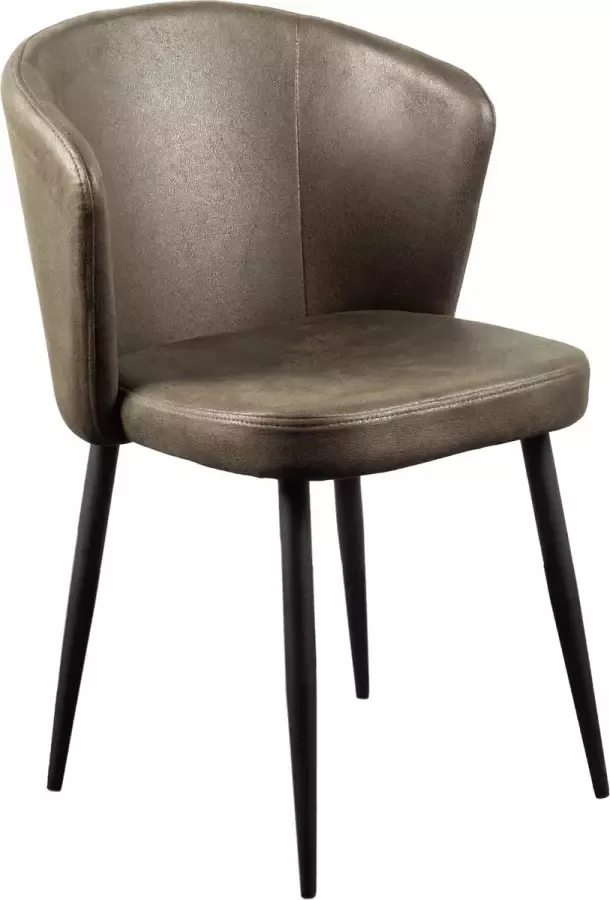 Mevsim Wave Eetkamerstoel Army Green Microfiber Zwart stalen poten Design woonkamerstoel