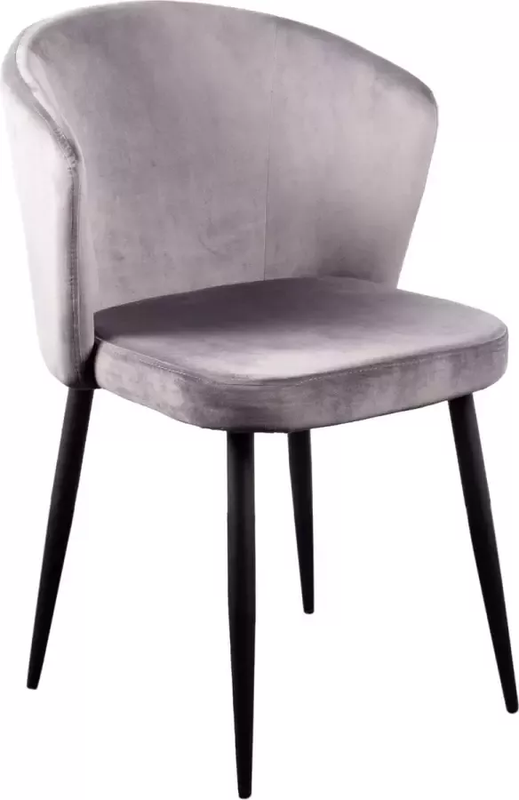 Mevsim Wave Eetkamerstoel Grijs %100 Velvet Zwart stalen poten Design woonkamerstoel