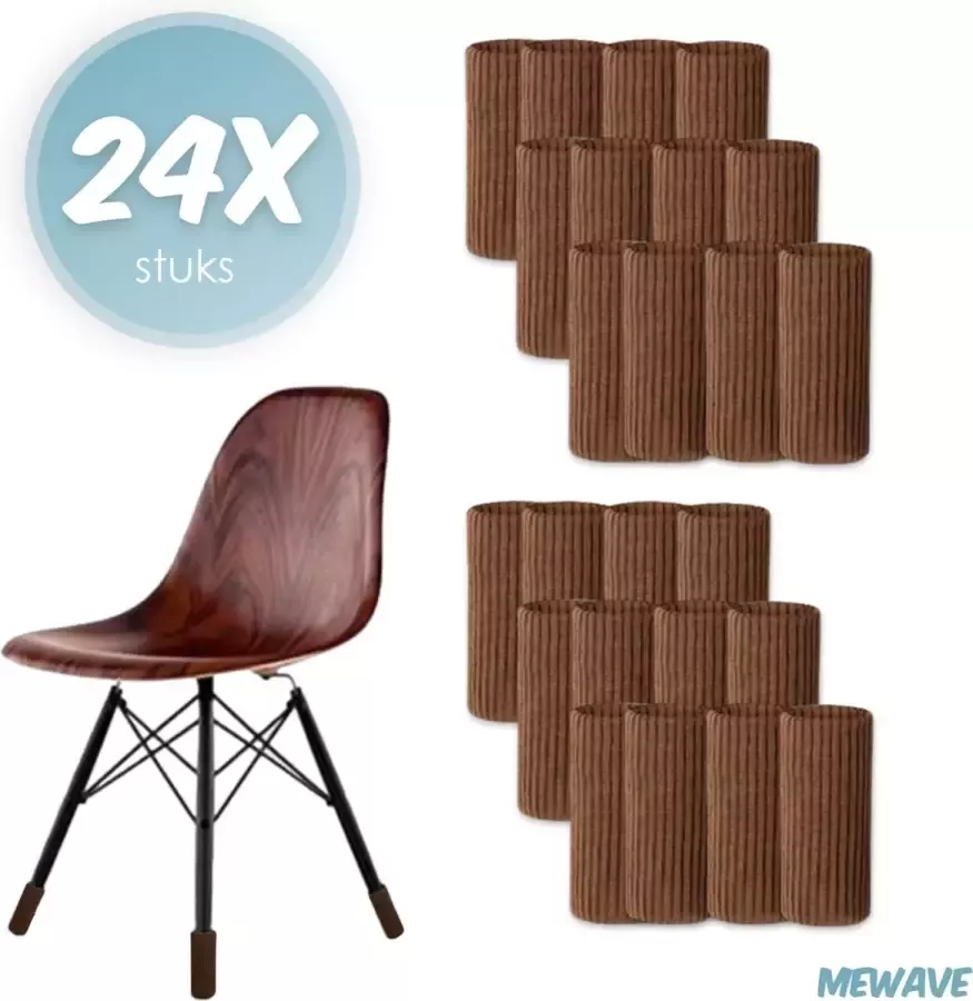 Mewave © Stoelpoot beschermers Stoelpoot sokken Stoelpoot doppen Bruin 20 55 MM Anti kras 24 stuks voor 6 stoelen