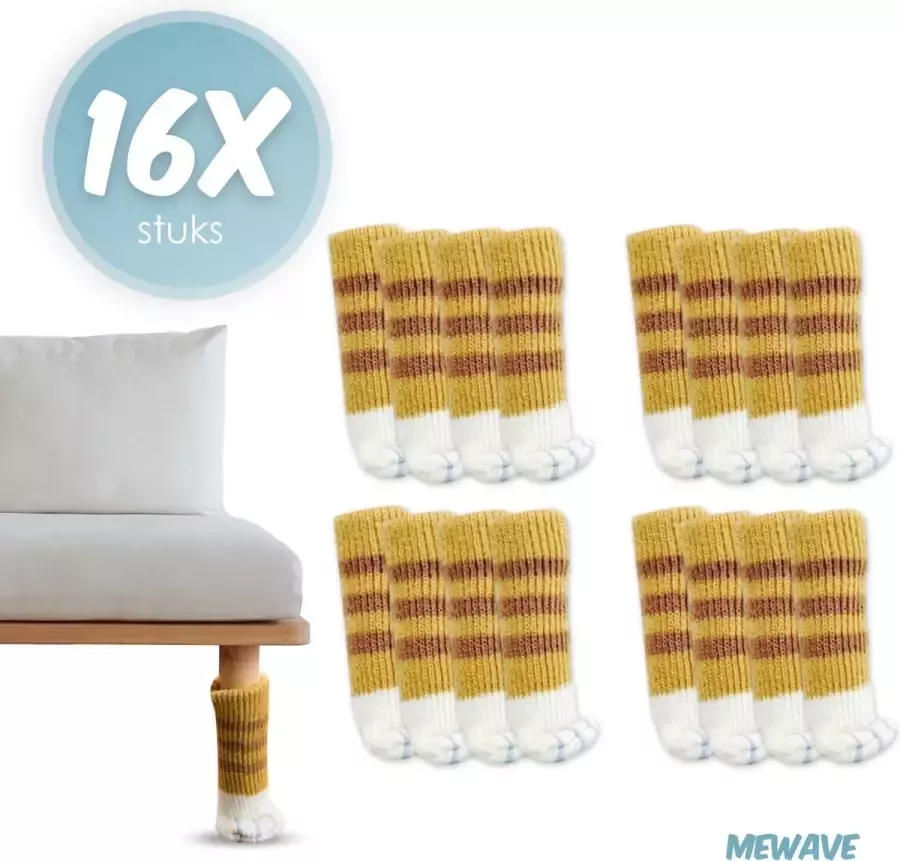 'merkloos'' Stoelpoot beschermers Stoelpoot sokken kat bruin Stoelpoot doppen Kattenpootjes 20 55 MM Anti kras 16 stuks voor 4 stoelen - Foto 3