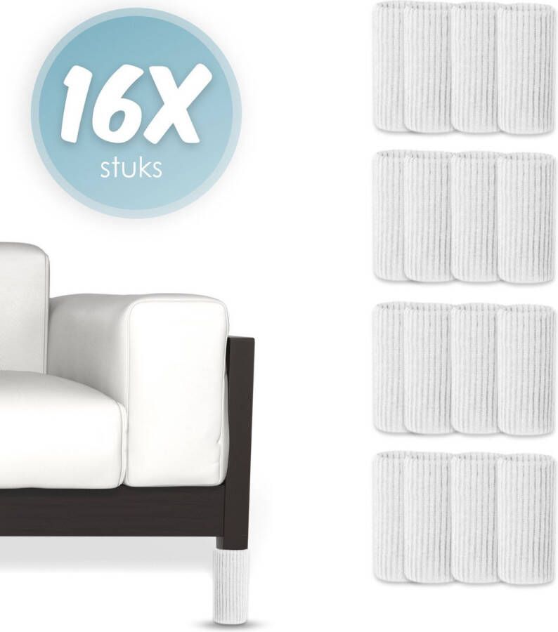 'merkloos'' Stoelpoot beschermers Stoelpoot sokken Stoelpoot doppen Wit 20 55 MM Anti kras 16 stuks voor 4 stoelen