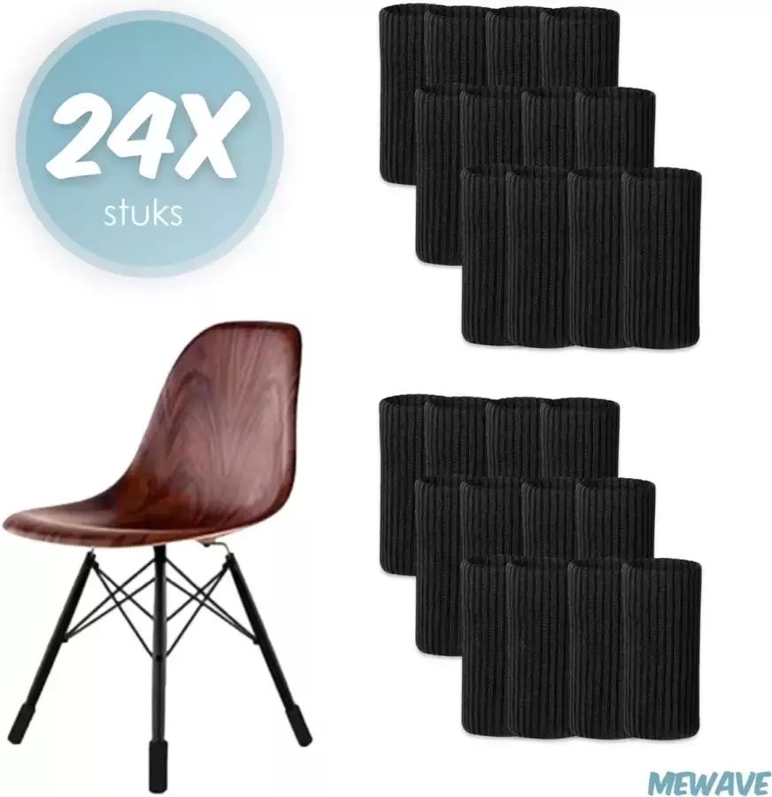 Mewave © Stoelpoot beschermers Stoelpoot sokken Stoelpoot doppen Zwart 20 55 MM Anti kras 24 stuks voor 6 stoelen