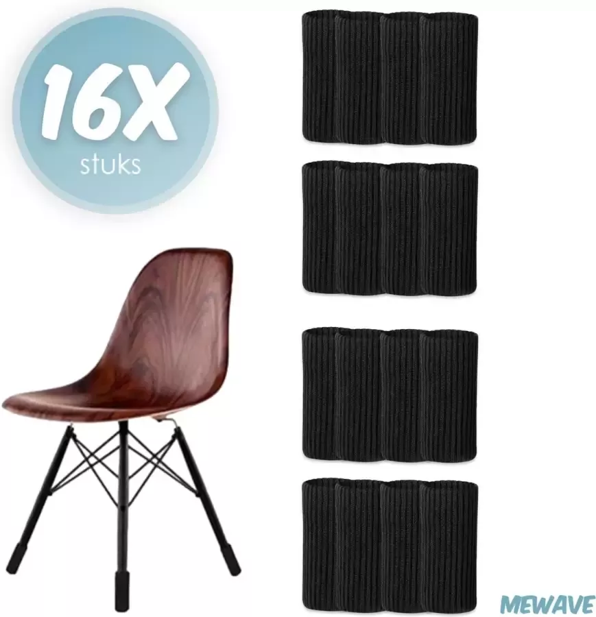 'merkloos'' Stoelpoot beschermers Stoelpoot sokken Stoelpoot doppen Zwart 20 55 MM Anti kras 16 stuks voor 4 stoelen - Foto 2
