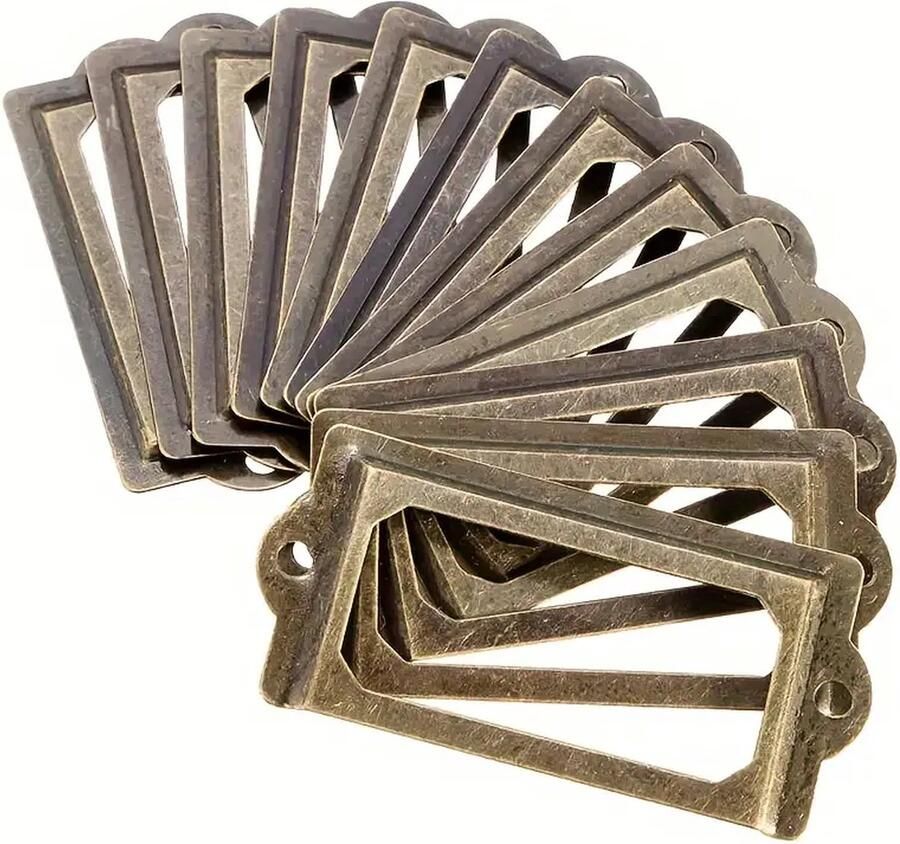 MGM-trading 12st Elegante Antieke Messing Handgrepen Decoratieve Labelhouders voor Meubels Kasten Dozen Laden & Koffers Premium Hardware met Klassiek Ontwerp