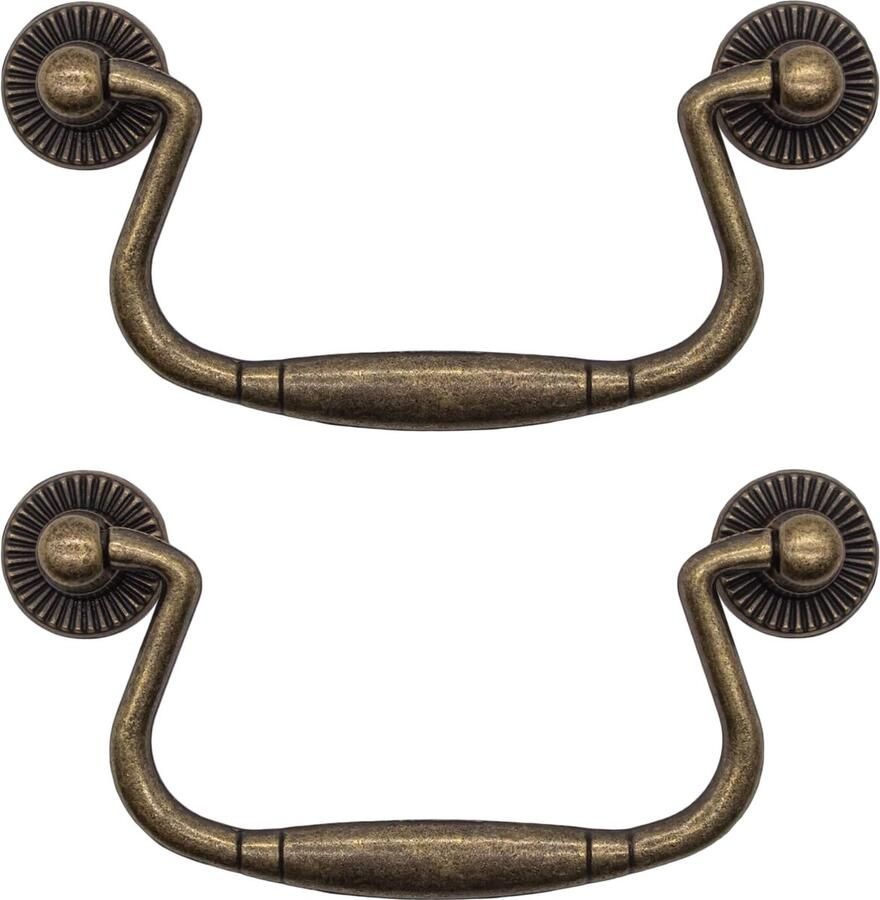 MGM Trading 2 antieke schuifladen beugelgrepen inklapbaar brons ijzer ontwerp voor schuifdeuren kastdeuren commodes keukenbuffetten kistjes enz. Vintage Landhuis Retro 99 x 50 mm set van 2