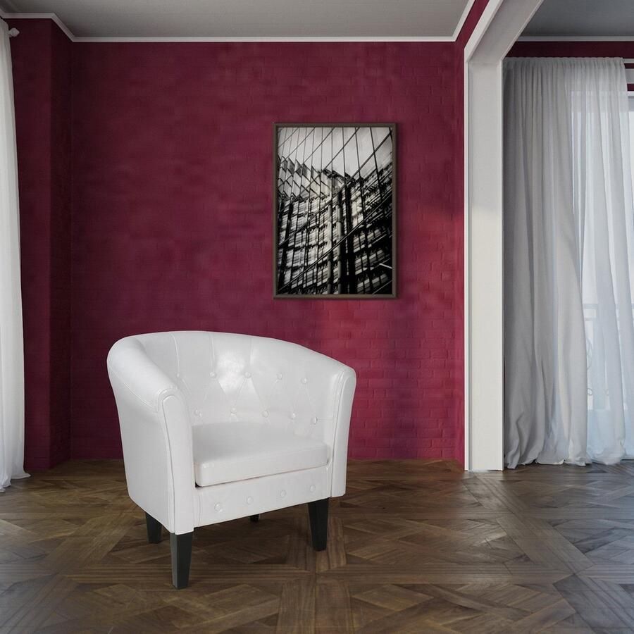 Miadomodo Chesterfield Fauteuil Relax Stoel Clubfauteuil Ruiten Patroon Wit