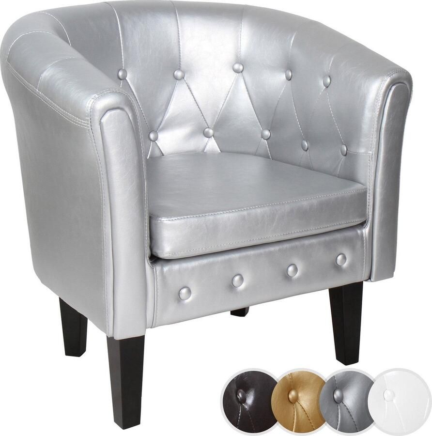 Miadomodo Chesterfield Fauteuil Relax Stoel Clubfauteuil Ruiten Patroon Zilver