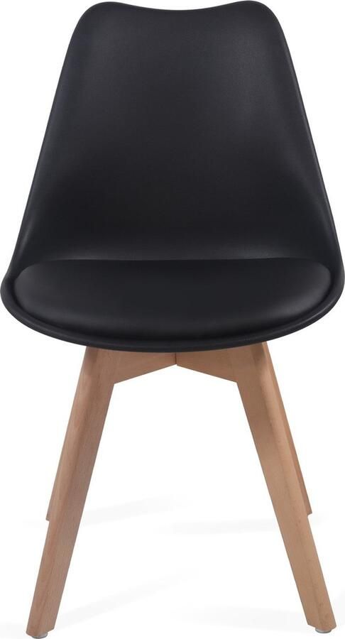 Miadomodo Eetkamerstoelen Kuipstoelen Kunststof Houten Poten Gewatteerde Zitting Set van 6 Zwart - Foto 2