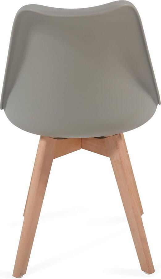 Miadomodo Eetkamerstoelen Kuipstoelen Kunststof Houten Poten Gewatteerde Zitting Set van 8 Grijs
