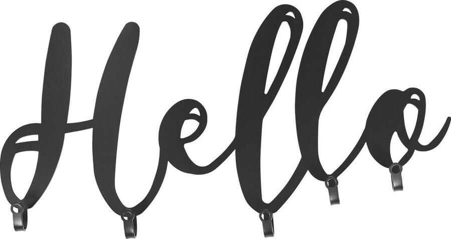 Miadomodo Metalen Wandkapstok met 5 haken Modern Design Kapstok Wandhaak Haakrek Hello Mat Zwart