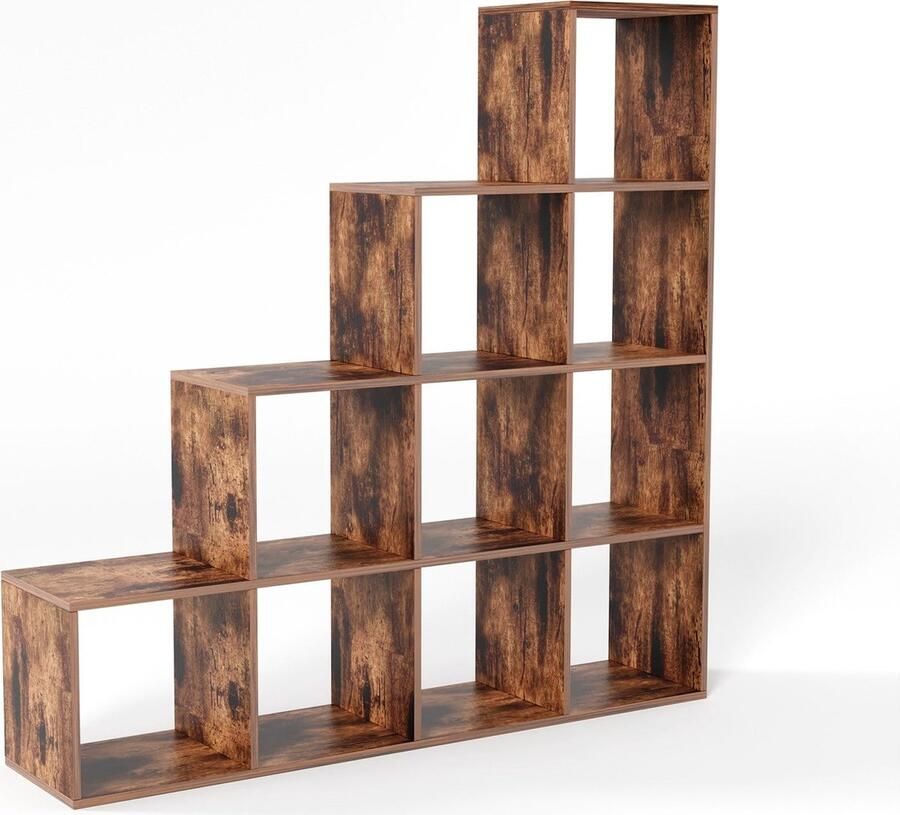 Miadomodo Vakkenkast Kubus Kast Boekenkast Trapsgewijs 10 Vakken MDF Vintage Donker Bruin - Foto 2