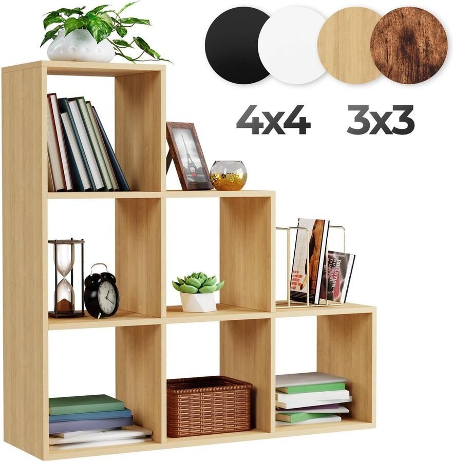 Miadomodo Vakkenkast Kubus Kast Boekenkast Trapsgewijs 6 Vakken MDF Hout