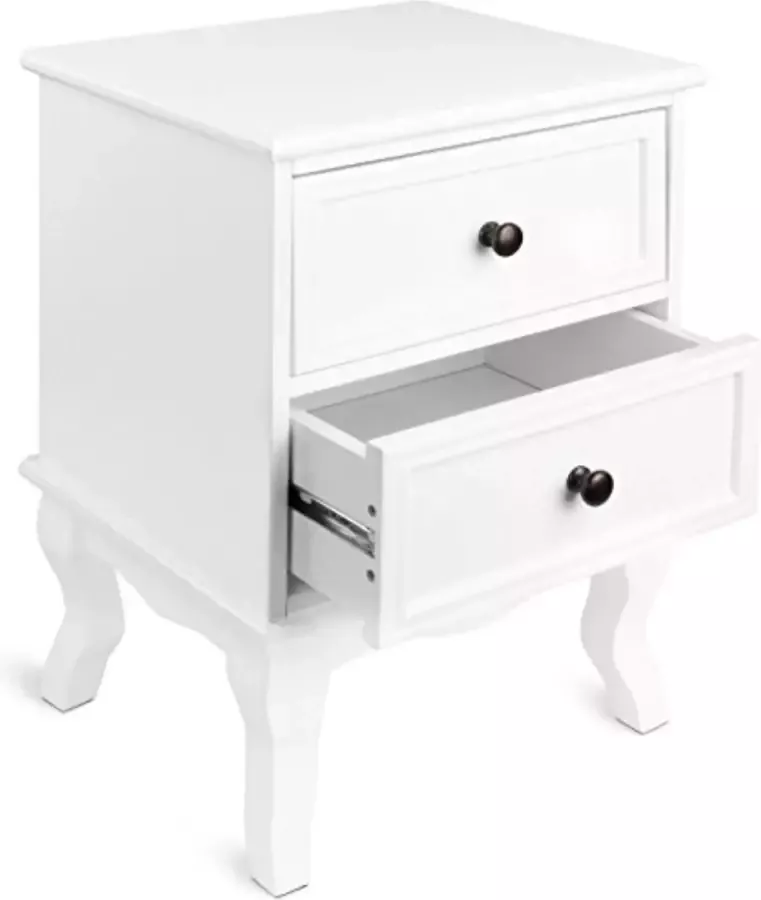 Miadomodo nachtkastje – bijzettafel – wit – halmeubel – ladekastje – halkastje 2 lades 34.5 x 30 x 49 cm