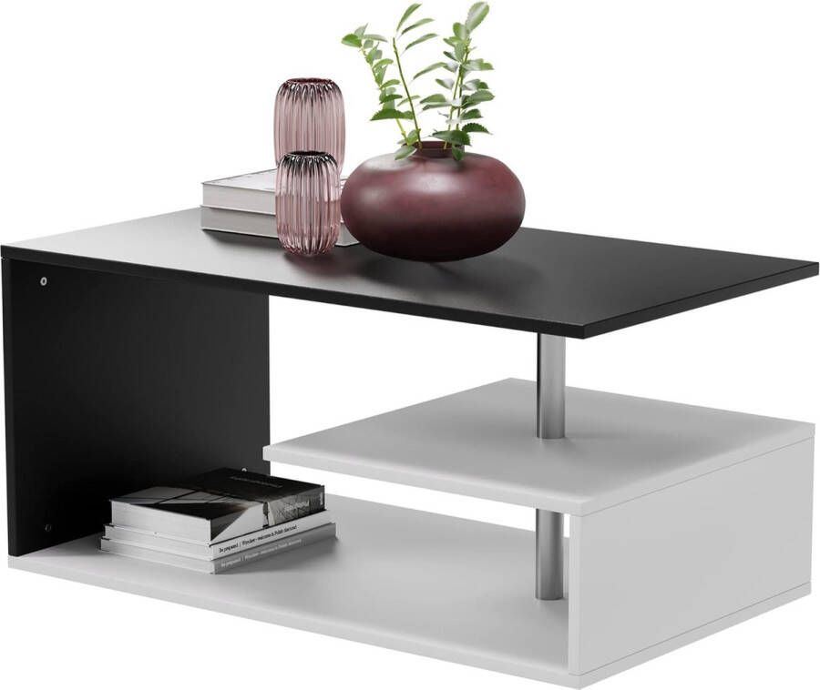 Miadomodo Salontafel Donker Grijs Wit 90x50cm Met opbergruimte