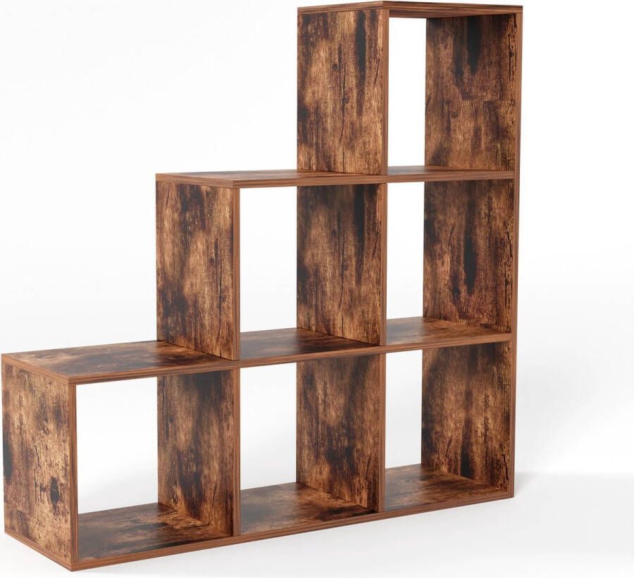 Miadomodo Stevige Bruine Vakkenkast met 10 Compartimenten Kast Maat XXL voor Woonkamer Vrijstaand Gemaakt van MDF Kamerscherm Room Divider Boekenkast Vintage