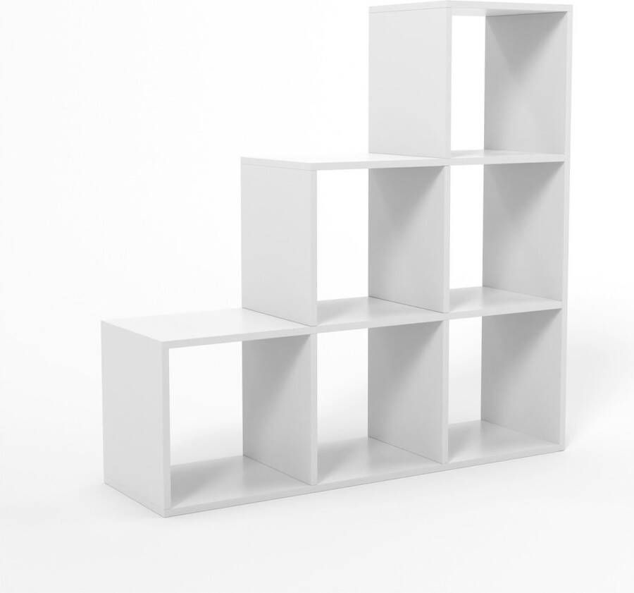 Miadomodo Stevige Witte Vakkenkast met 10 Compartimenten Kast Maat XXL voor Woonkamer Vrijstaand Gemaakt van MDF Kamerscherm Room Divider Boekenkast Vintage