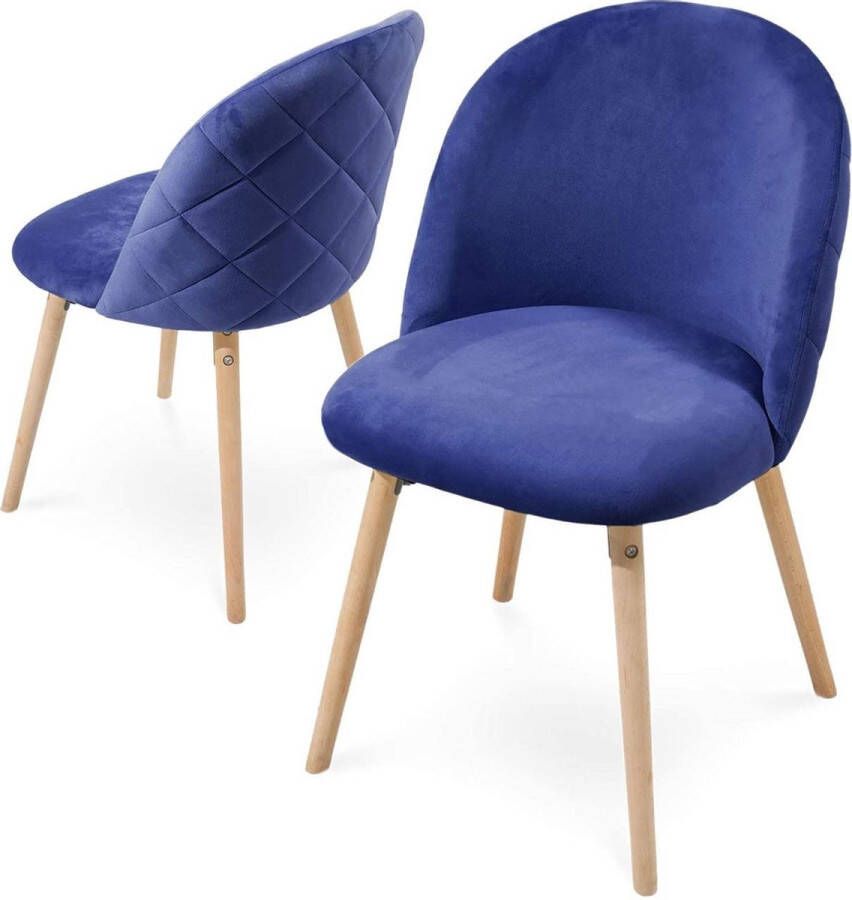 Miadomodo Trend24 Eetkamerstoelen set van 2 Stoelen eetkamer Stoelen set van 2 Stoelen 2 stuks Stof Beukenhout Blauw