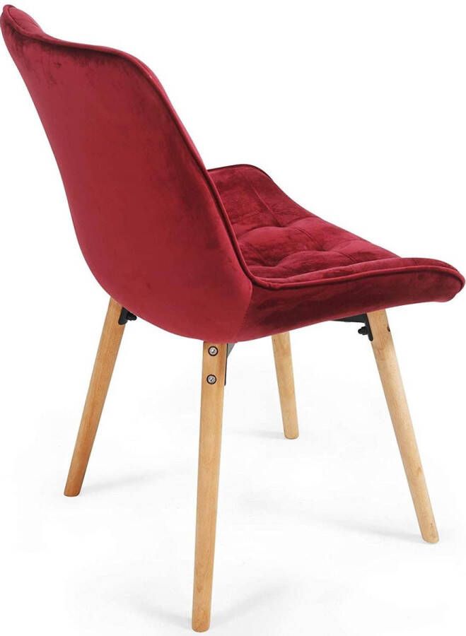 Miadomodo Trend24 Eetkamerstoelen set van 2 Stoelen eetkamer Stoelen set van 2 Stoelen 2 stuks Stof Beukenhout Rood - Foto 2