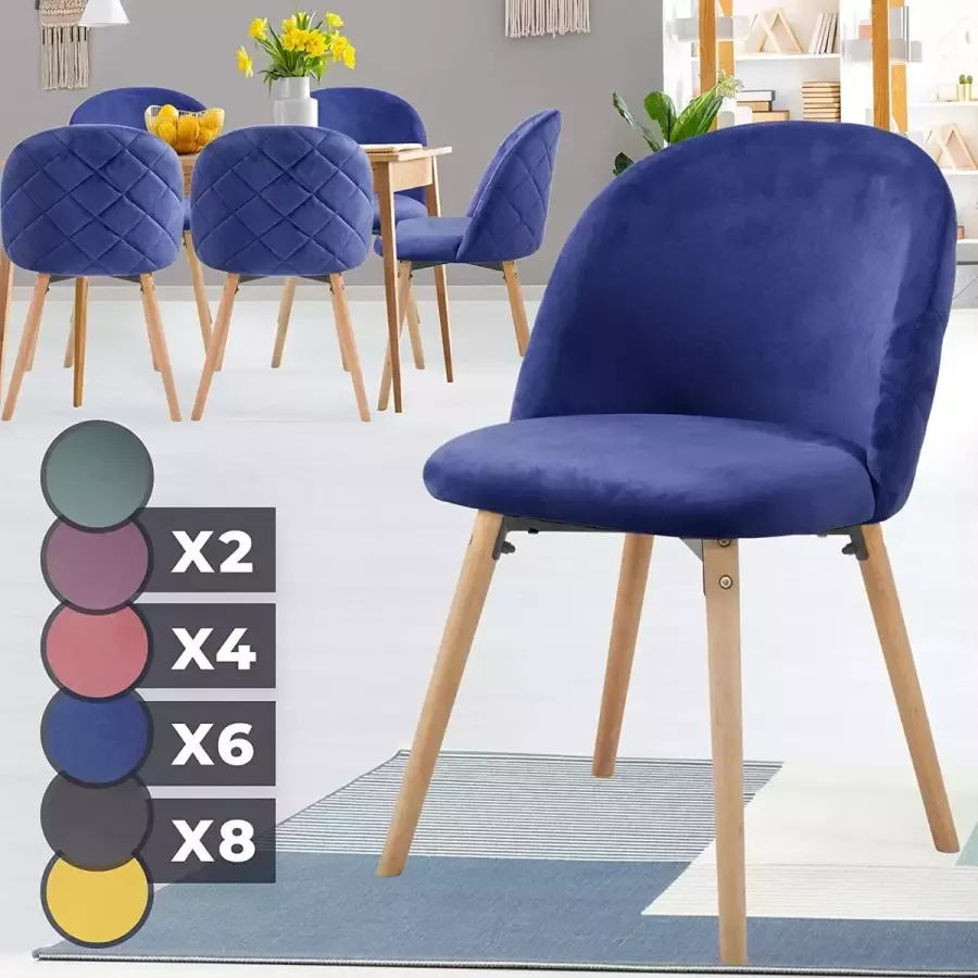 Miadomodo Trend24 Eetkamerstoelen set van 2 Stoelen eetkamer Stoelen set van 4 Stoelen 4 stuks Stof Hout Turquoise