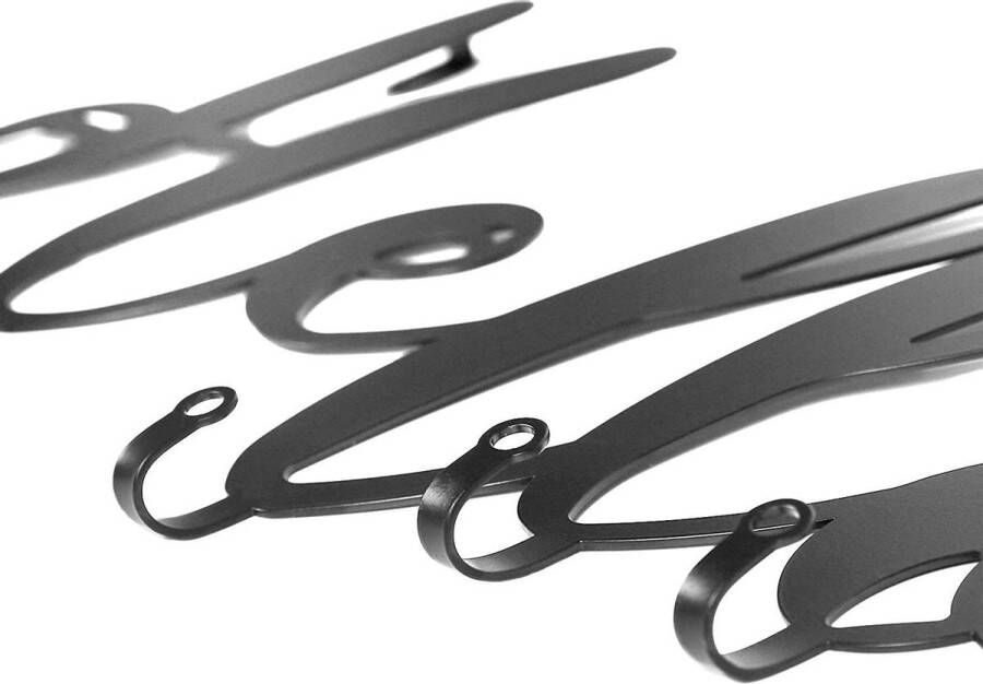 Miadomodo Trend24 Kapstok wandkapstok Muurkapstok Kapstok hangend Wandkapstok zwart 5 haken 48 x 14.5 x 2.2 cm Zwart