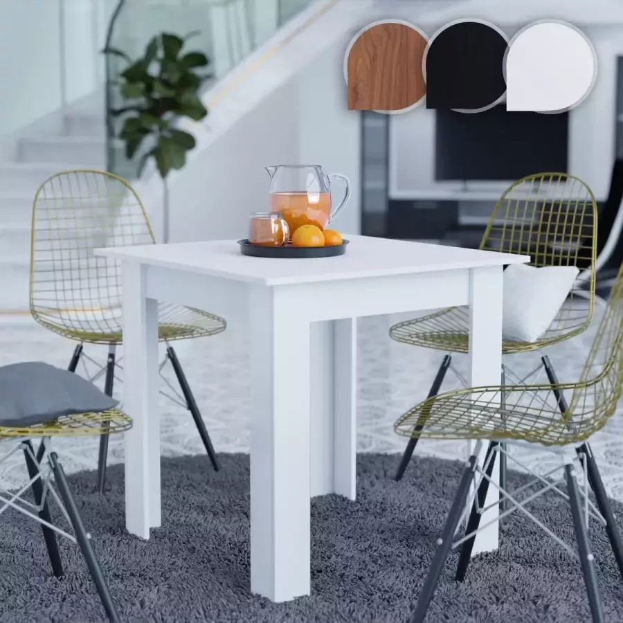 Miadomodo Vierkante eettafel 4 personen MDF Wood Keuken Eetkamer Tafel Wit 80 x 80 x 76 5 cm