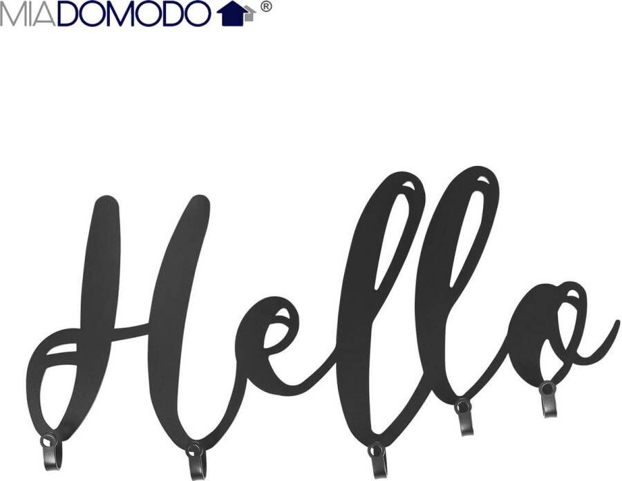 Miadomodo Wandkapstok Kapstok Garderobe 5 Haken Hello 48 x 14.5 x 2.2 cm