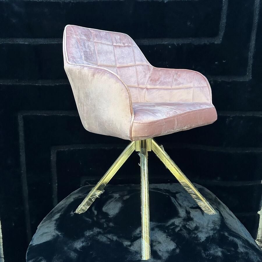 MiaHome Handgemaakte Draaistoel in Elegant Roze Bekleding Meubels Stoelen