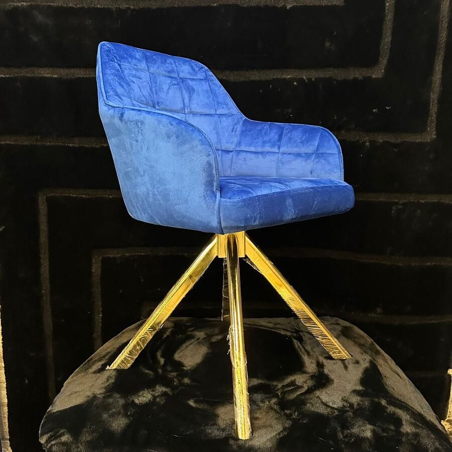 MiaHome Handgemaakte Draaistoel in Stijlvol Blauw Bekleding Meubels Stoelen