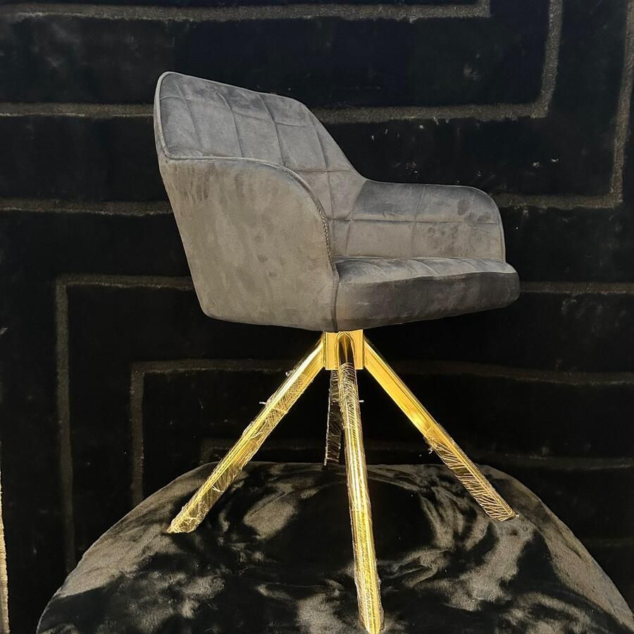 MiaHome Handgemaakte Draaistoel in Stijlvol Zwart Bekleding Meubels Stoelen