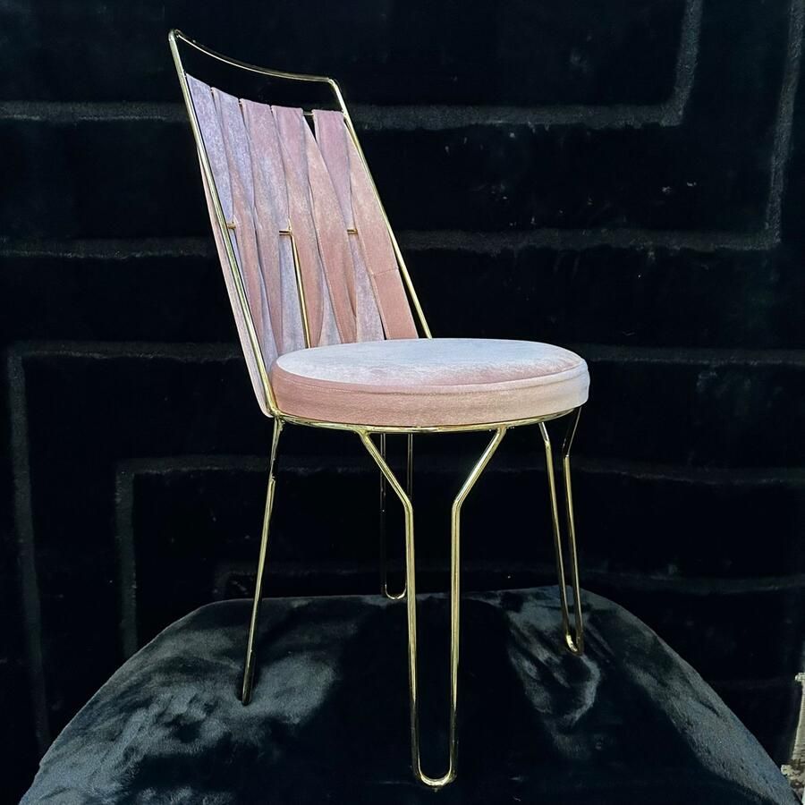 MiaHome Hoge Luxe Gouden Stoel Roze