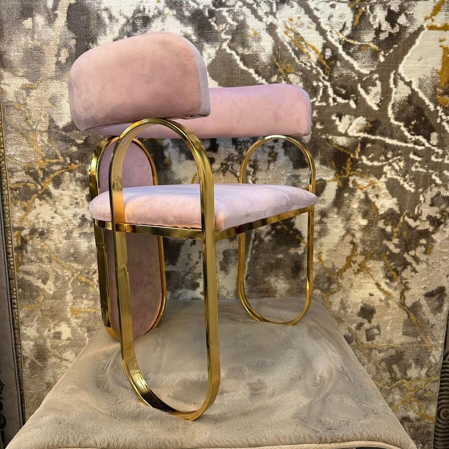 MiaHome Luxe Fluwelen Stoel Goud Roze