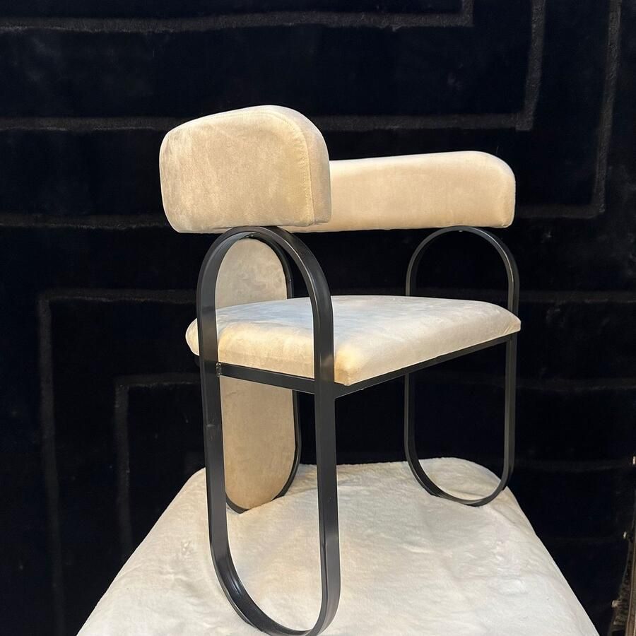 MiaHome Luxe Fluwelen Stoel Zwart Creme