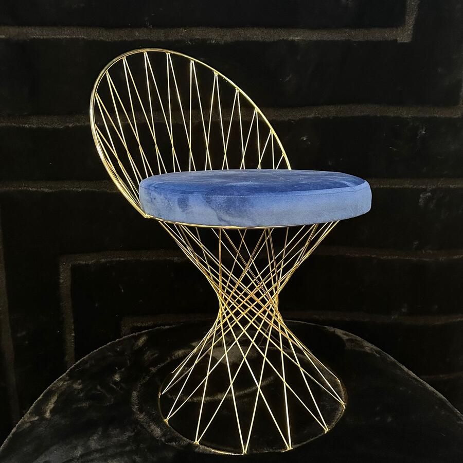 MiaHome Luxe Gouden Spiraalstoel Blauw