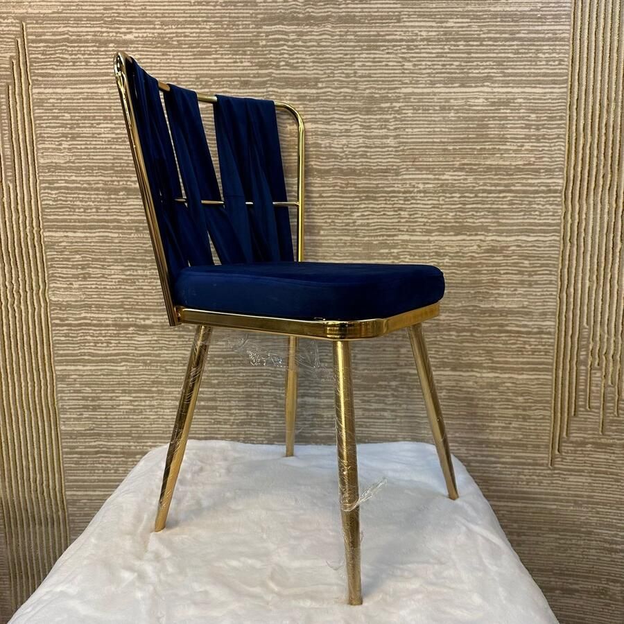 MiaHome Luxe Gouden Stoel Blauw