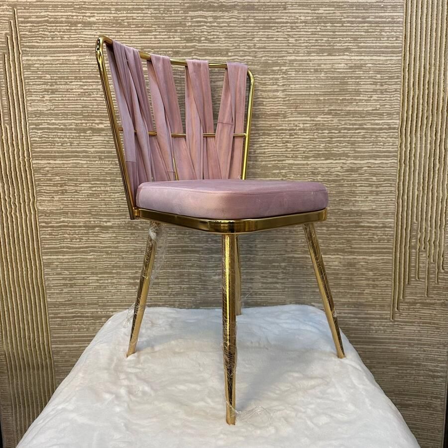 MiaHome Luxe Gouden Stoel Roze